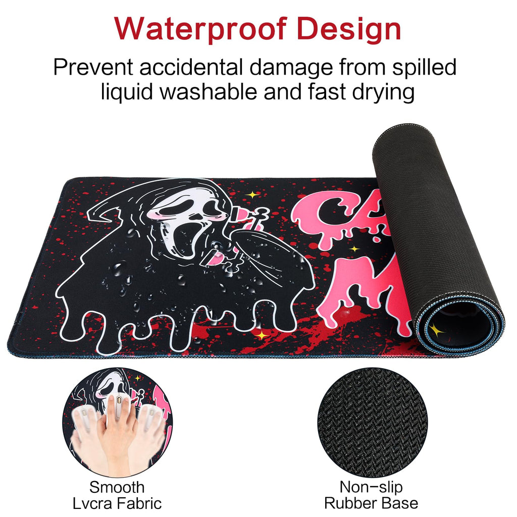 Ghost Face Inspired Desk Mat – 31.5 x 11.8in | Gothic Gaming Mouse Pad