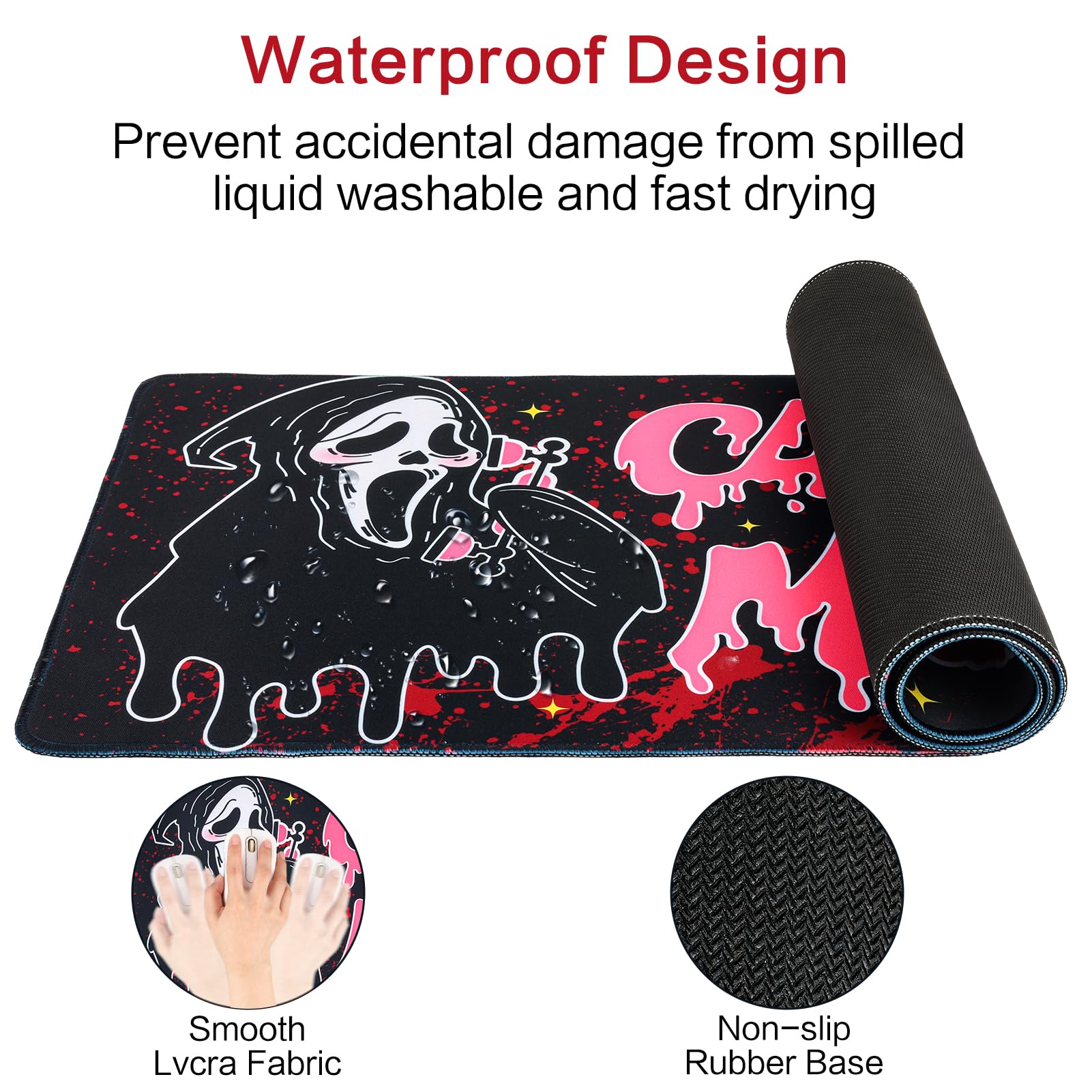 Ghost Face Inspired Desk Mat – 31.5 x 11.8in | Gothic Gaming Mouse Pad