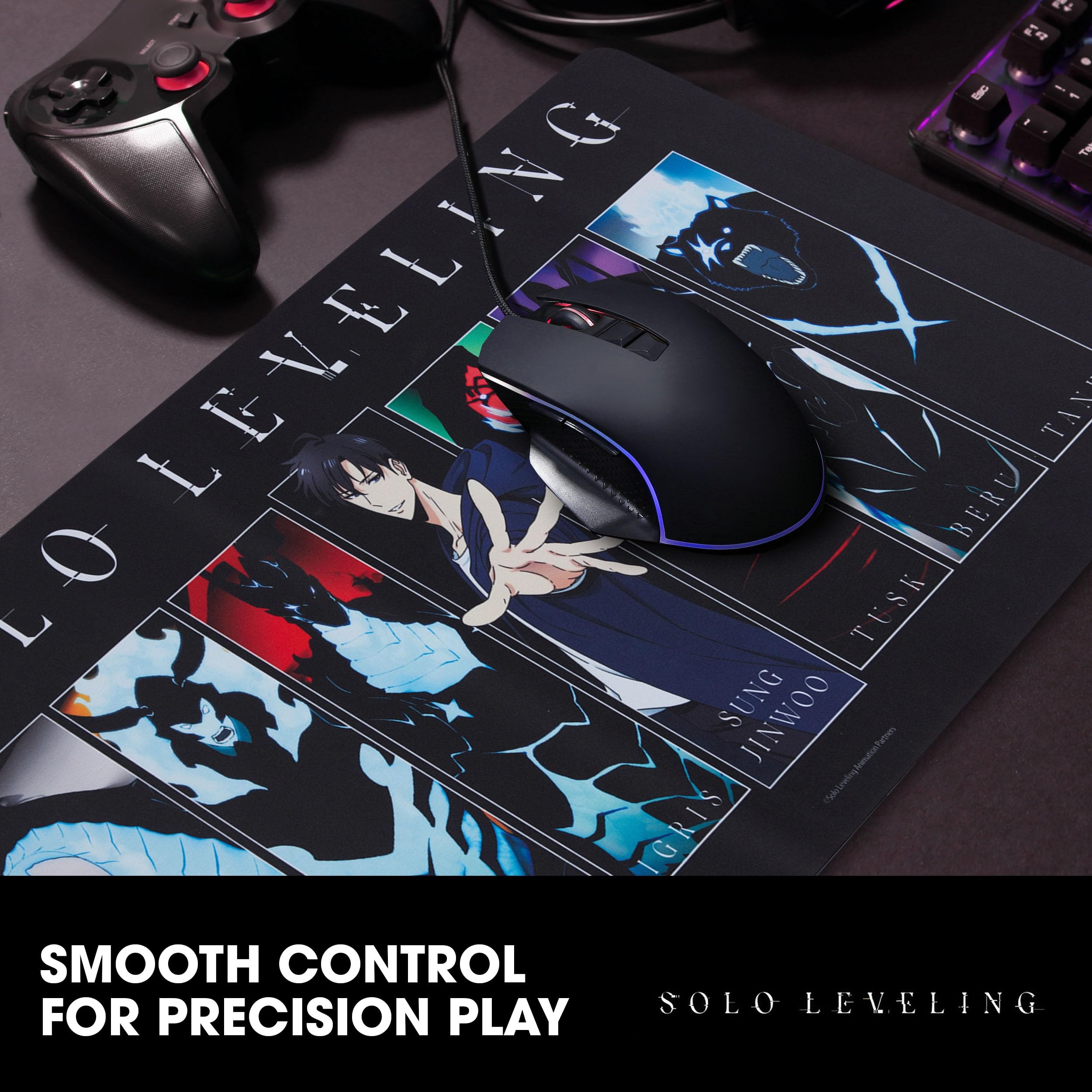 Solo Leveling Extended XL Computer Desk Mat, Culture Fly Large Gaming Mouse Pad (31" x 15") -