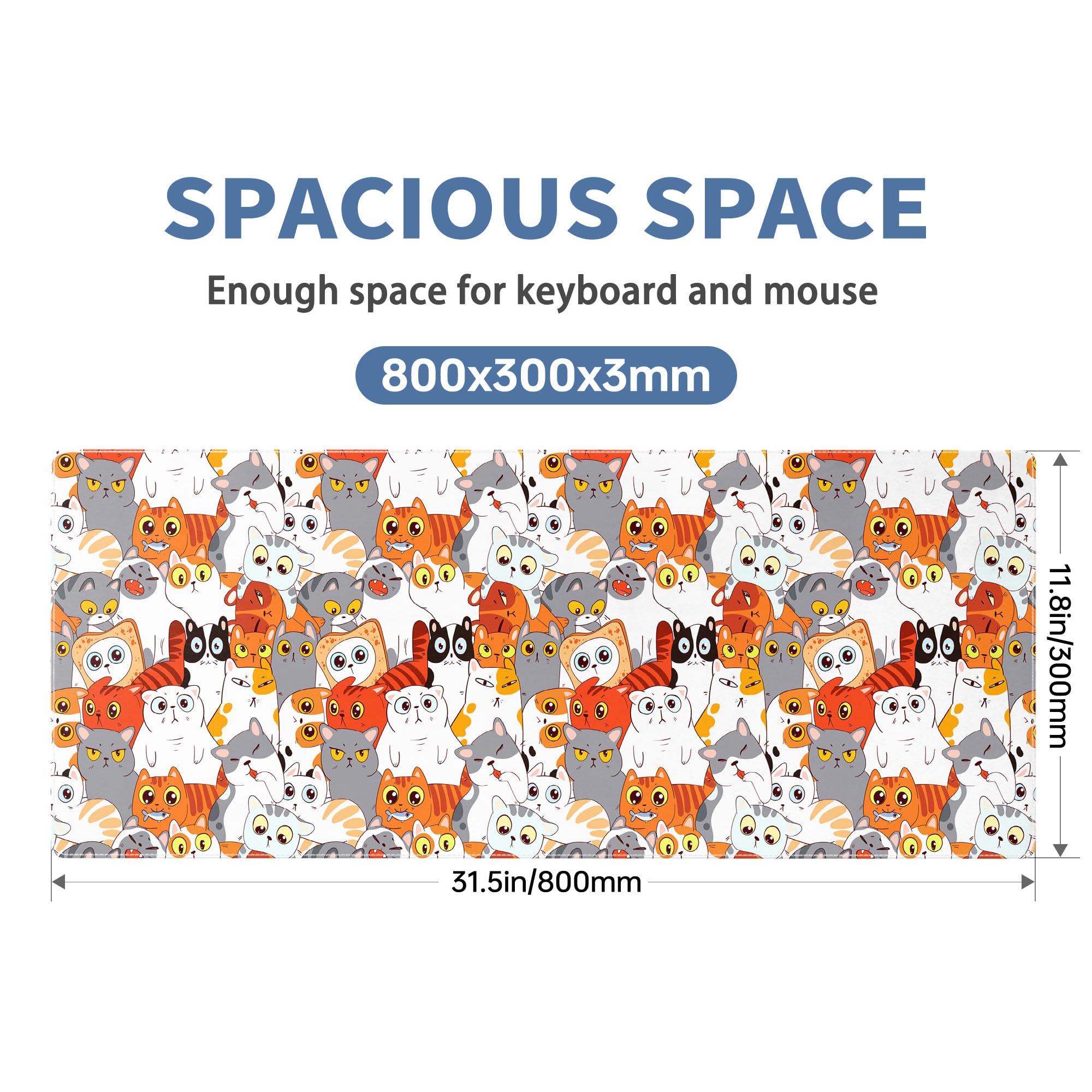 Spaceman Planets Anime Mouse Pad Large Desk Mat XL Mouse Pad Astronaut Keyboard Mousepad with Non-Slip Base and Stitched Edge Gaming Mouse Mat Desk Pad 31.5 X 11.8 in Mouse Pads for Desk Home Office