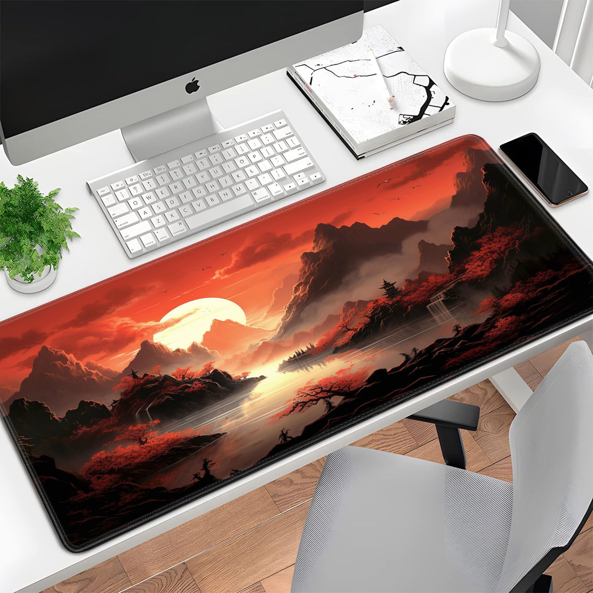 Spaceman Planets Anime Mouse Pad Large Desk Mat XL Mouse Pad Astronaut Keyboard Mousepad with Non-Slip Base and Stitched Edge Gaming Mouse Mat Desk Pad 31.5 X 11.8 in Mouse Pads for Desk Home Office