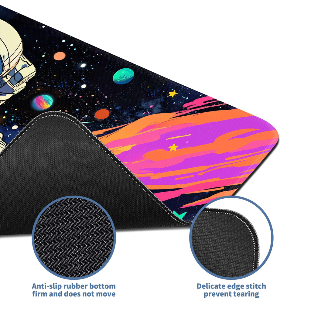 Spaceman Planets Anime Mouse Pad Large Desk Mat XL Mouse Pad Astronaut Keyboard Mousepad with Non-Slip Base and Stitched Edge Gaming Mouse Mat Desk Pad 31.5 X 11.8 in Mouse Pads for Desk Home Office