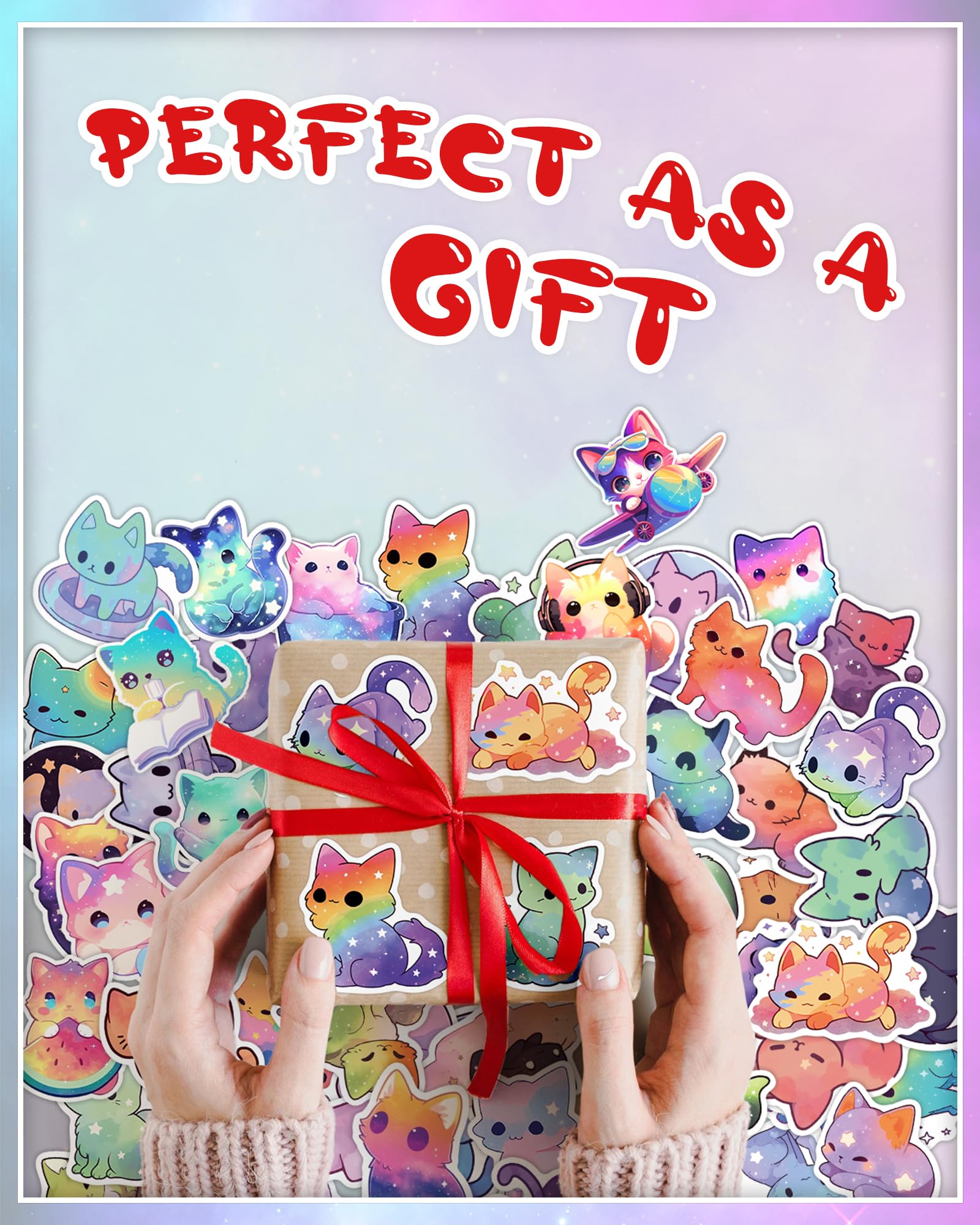 100Pcs Starry Cat Stickers for Laptop
