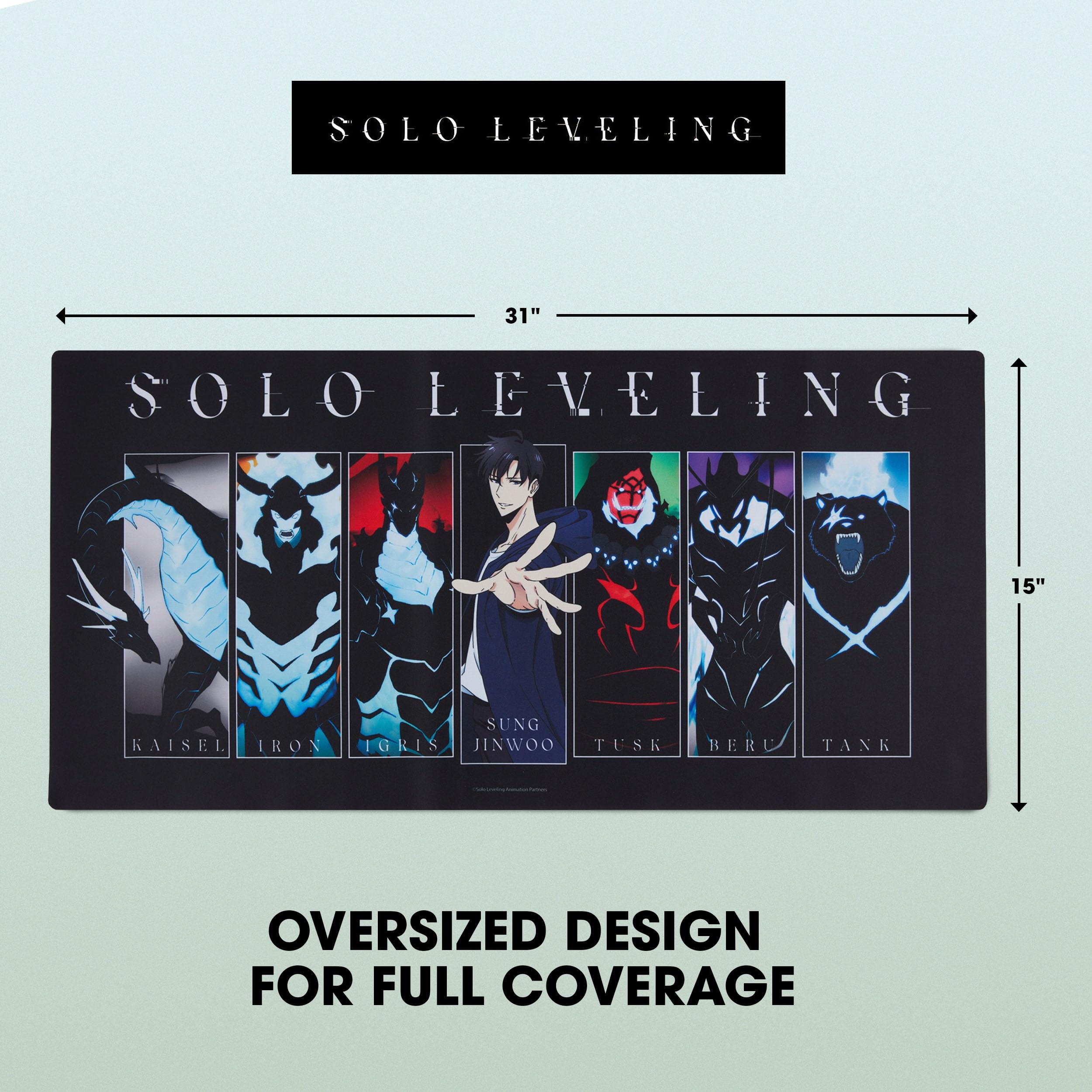 Solo Leveling Extended XL Computer Desk Mat, Culture Fly Large Gaming Mouse Pad (31" x 15") -