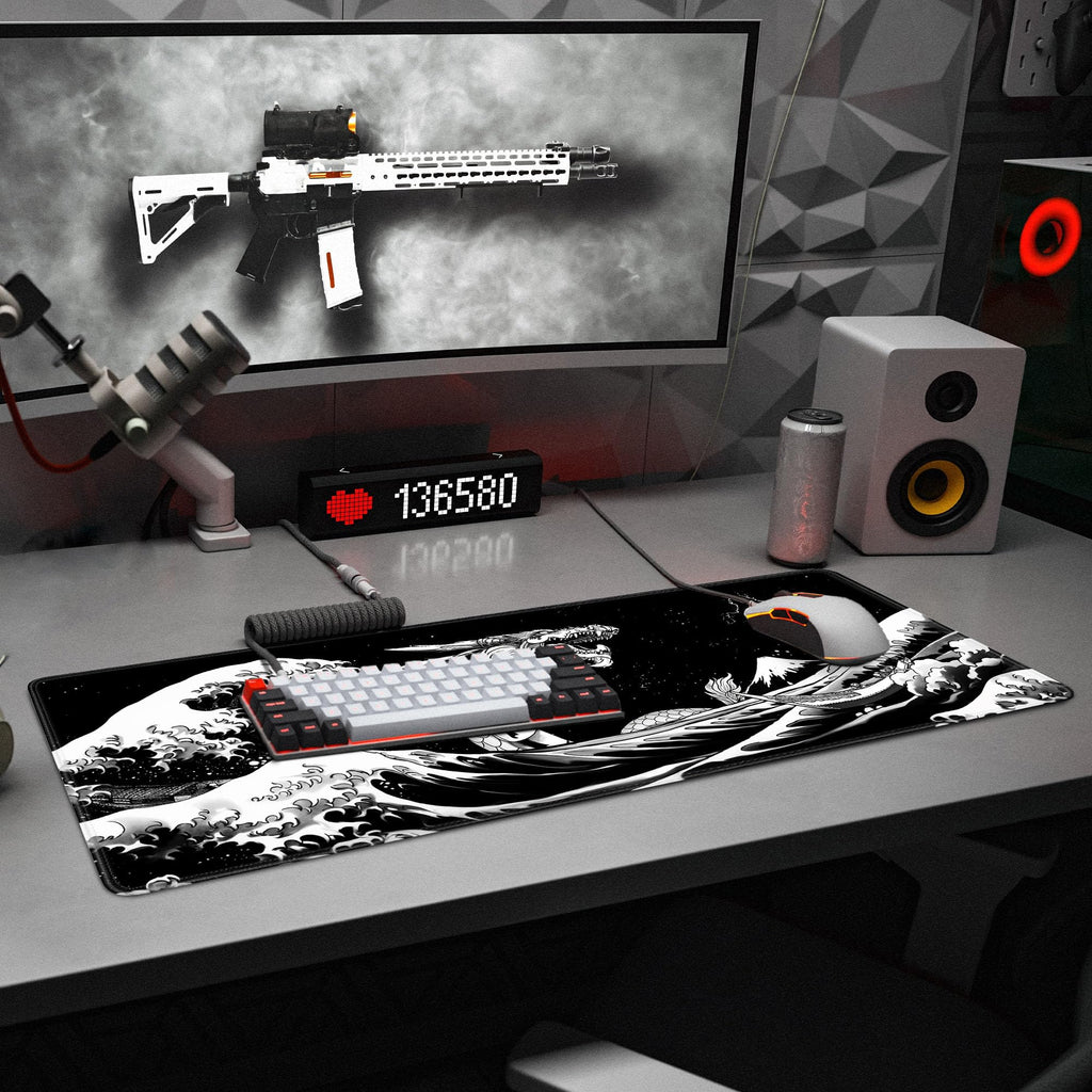 Spaceman Planets Anime Mouse Pad Large Desk Mat XL Mouse Pad Astronaut Keyboard Mousepad with Non-Slip Base and Stitched Edge Gaming Mouse Mat Desk Pad 31.5 X 11.8 in Mouse Pads for Desk Home Office