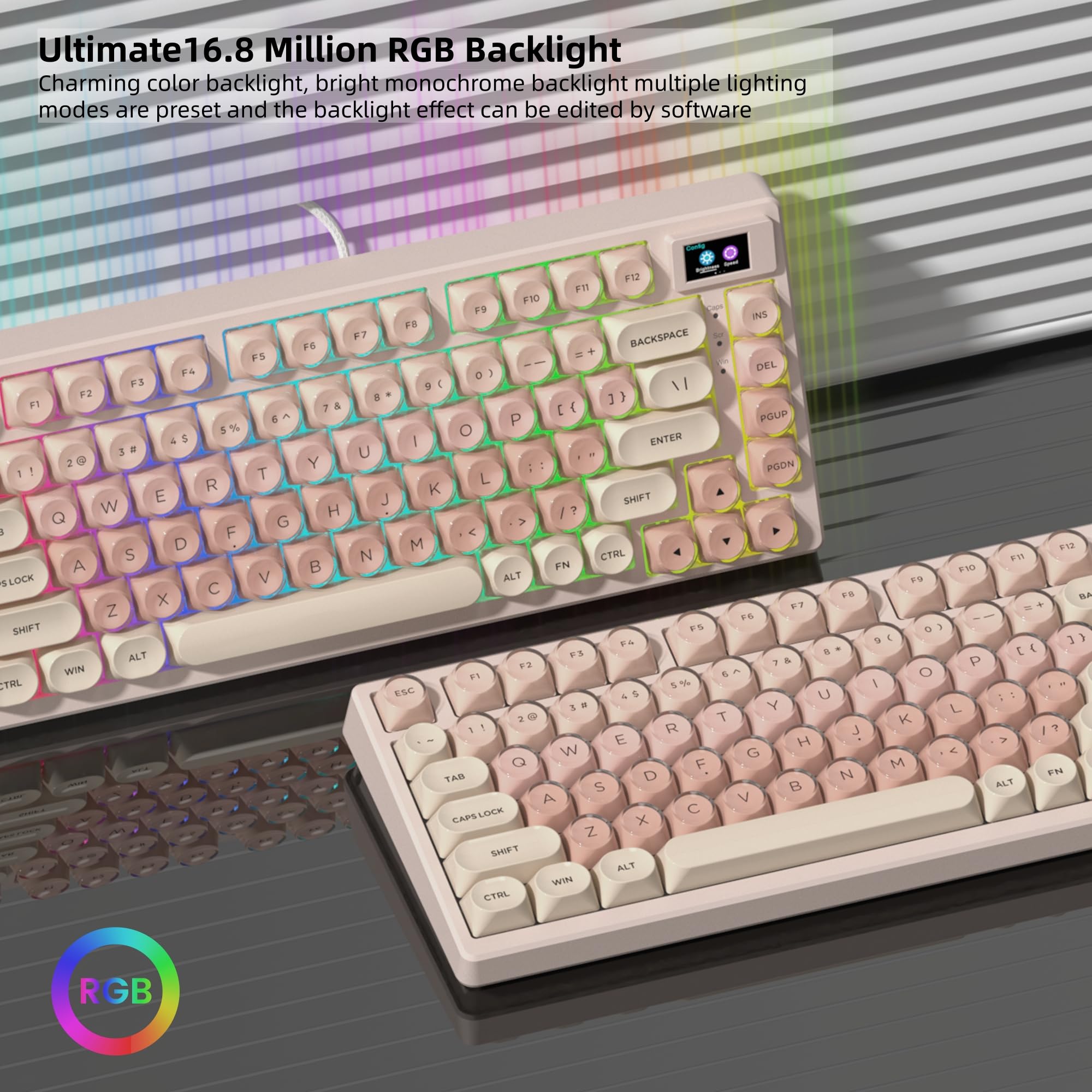 Womier SK80 75% Mechanical Gaming Keyboard – Color Display, Hot-Swap, RGB, Kanagawa Theme