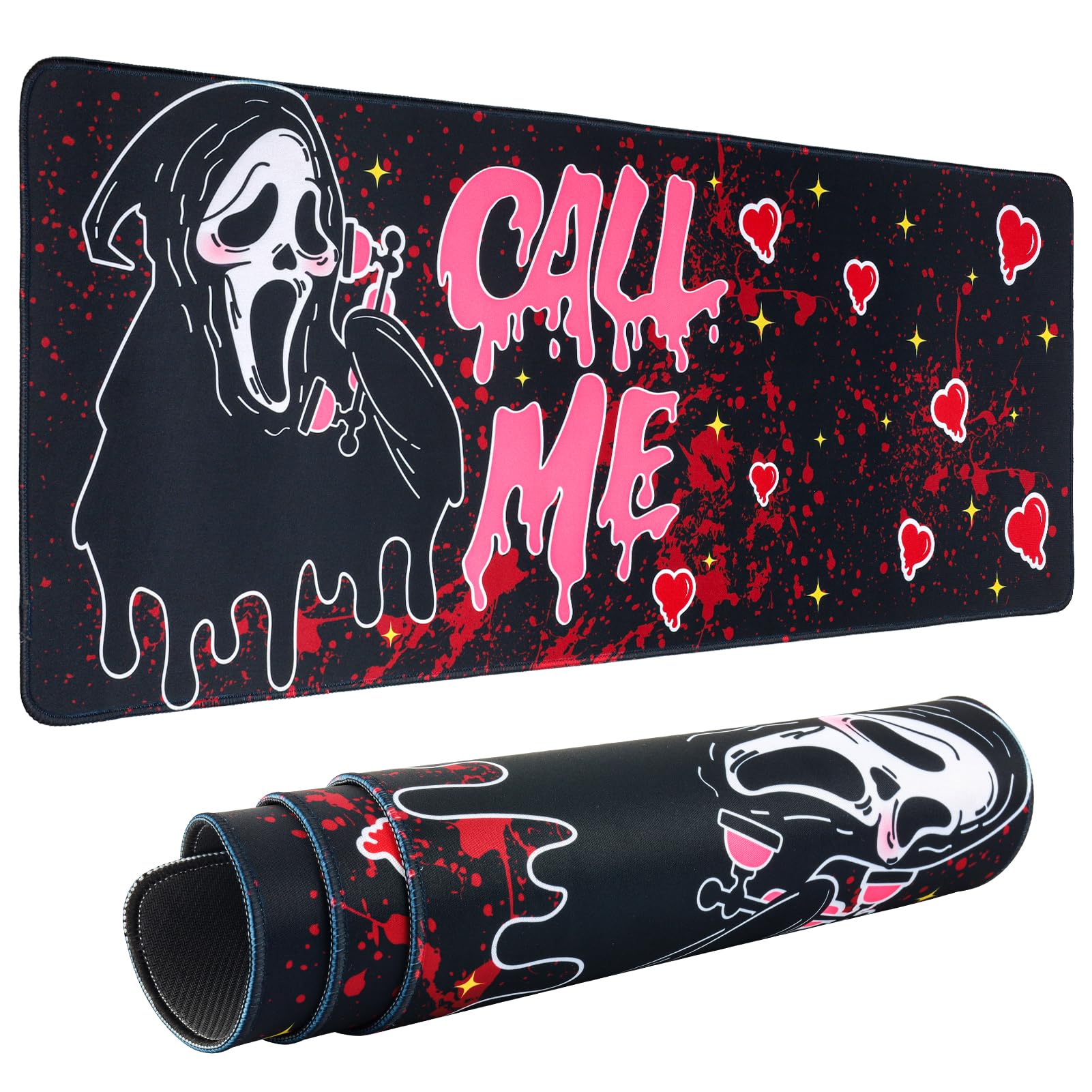 Ghost Face Inspired Desk Mat – 31.5 x 11.8in | Gothic Gaming Mouse Pad