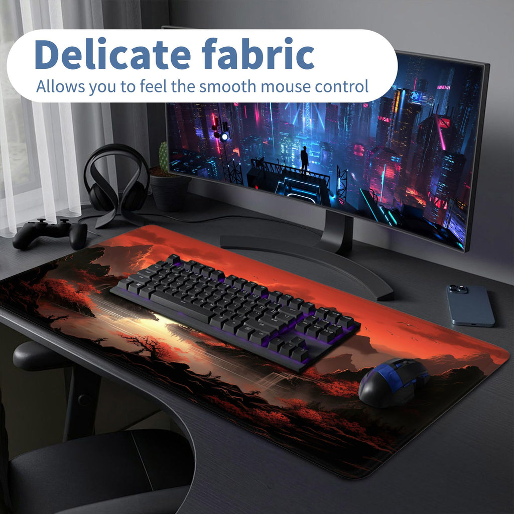 Spaceman Planets Anime Mouse Pad Large Desk Mat XL Mouse Pad Astronaut Keyboard Mousepad with Non-Slip Base and Stitched Edge Gaming Mouse Mat Desk Pad 31.5 X 11.8 in Mouse Pads for Desk Home Office