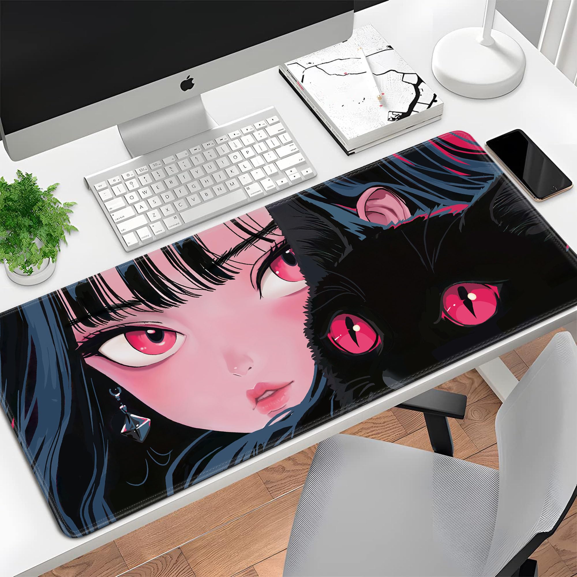 Spaceman Planets Anime Mouse Pad Large Desk Mat XL Mouse Pad Astronaut Keyboard Mousepad with Non-Slip Base and Stitched Edge Gaming Mouse Mat Desk Pad 31.5 X 11.8 in Mouse Pads for Desk Home Office
