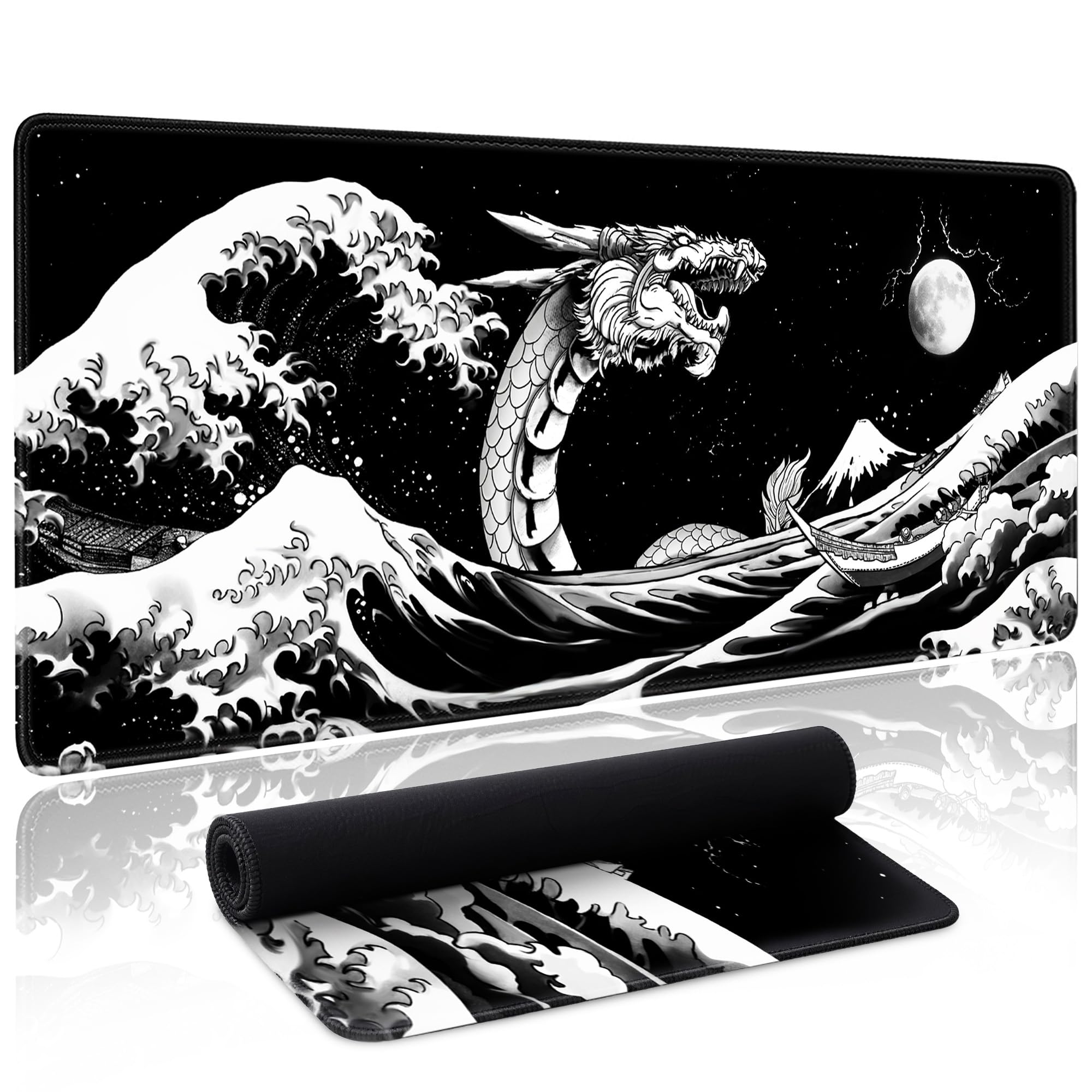 Spaceman Planets Anime Mouse Pad Large Desk Mat XL Mouse Pad Astronaut Keyboard Mousepad with Non-Slip Base and Stitched Edge Gaming Mouse Mat Desk Pad 31.5 X 11.8 in Mouse Pads for Desk Home Office