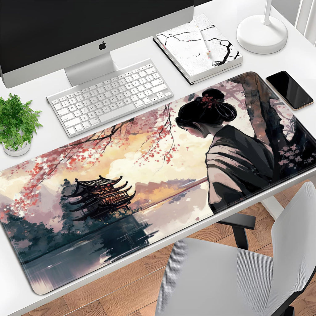 Spaceman Planets Anime Mouse Pad Large Desk Mat XL Mouse Pad Astronaut Keyboard Mousepad with Non-Slip Base and Stitched Edge Gaming Mouse Mat Desk Pad 31.5 X 11.8 in Mouse Pads for Desk Home Office