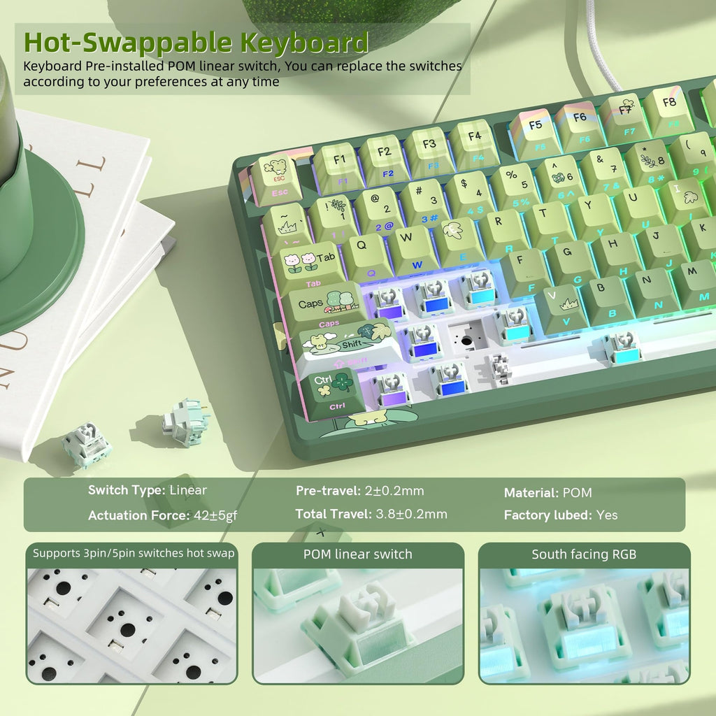 Womier SK80 75% Mechanical Gaming Keyboard – Color Display, Hot-Swap, RGB, Kanagawa Theme