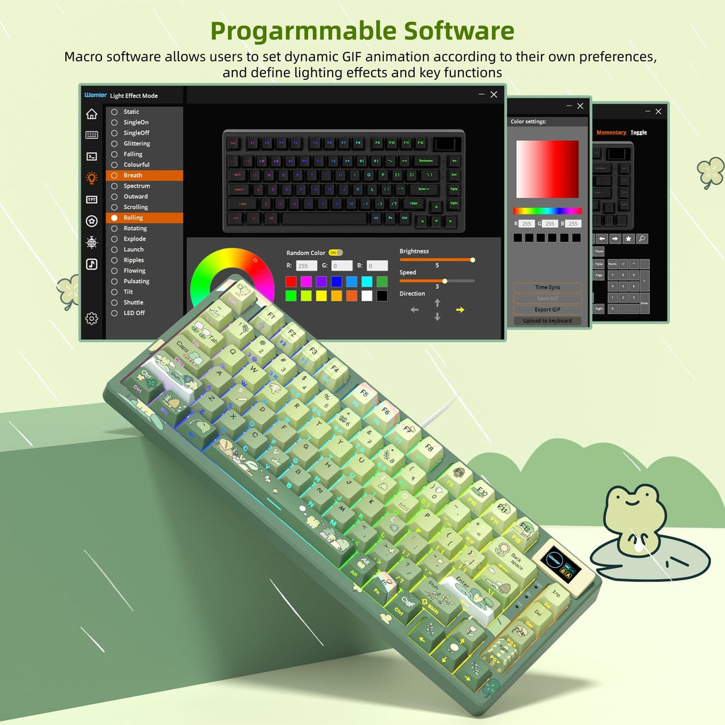Womier SK80 75% Mechanical Gaming Keyboard – Color Display, Hot-Swap, RGB, Kanagawa Theme