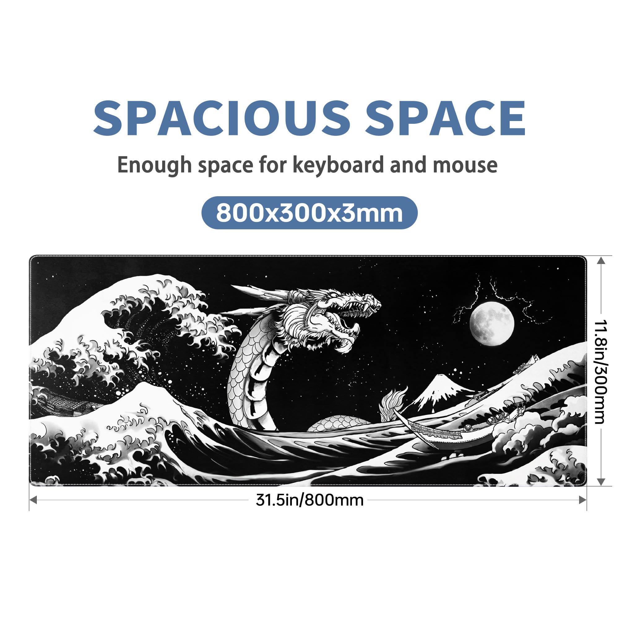 Spaceman Planets Anime Mouse Pad Large Desk Mat XL Mouse Pad Astronaut Keyboard Mousepad with Non-Slip Base and Stitched Edge Gaming Mouse Mat Desk Pad 31.5 X 11.8 in Mouse Pads for Desk Home Office