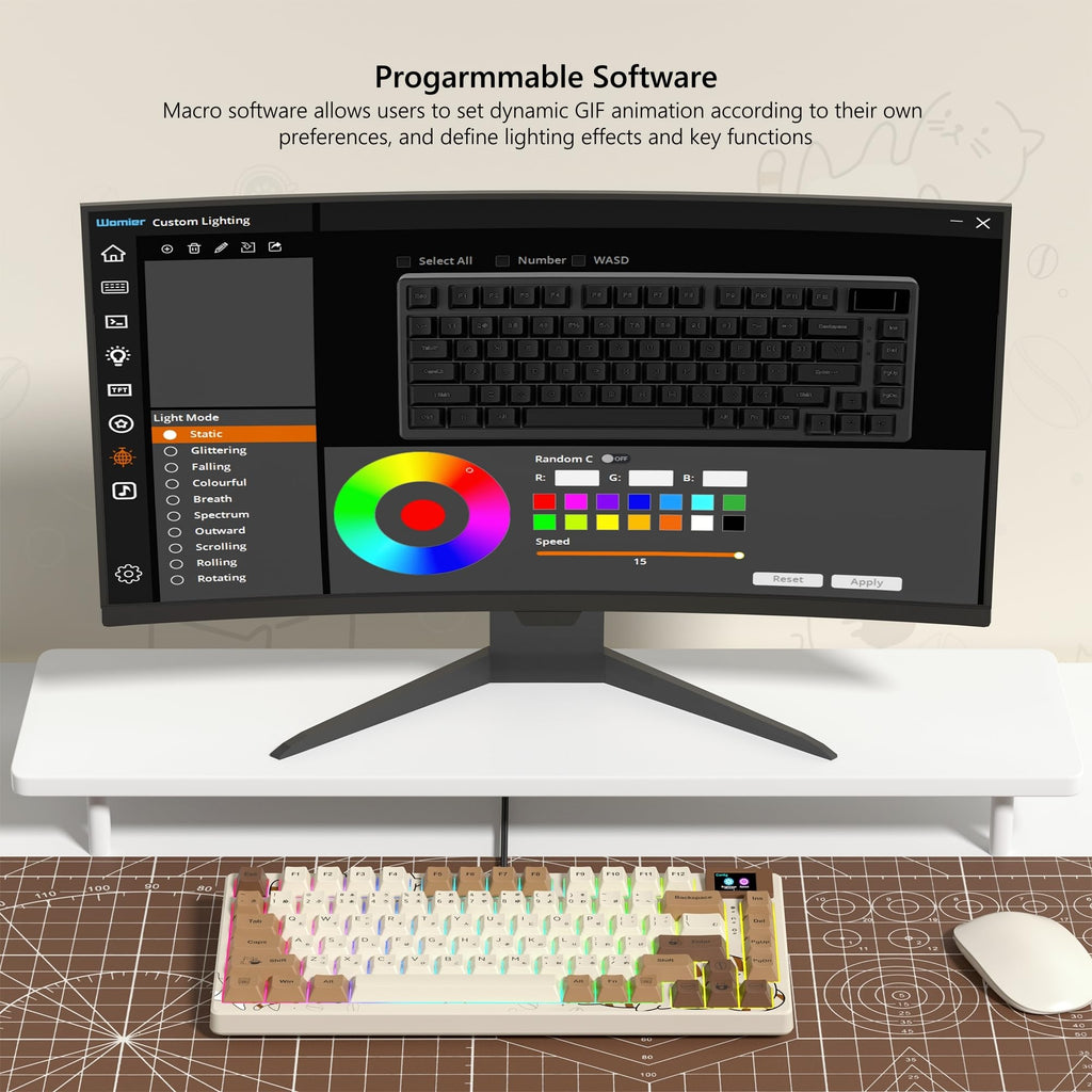 Womier SK80 75% Mechanical Gaming Keyboard – Color Display, Hot-Swap, RGB, Kanagawa Theme
