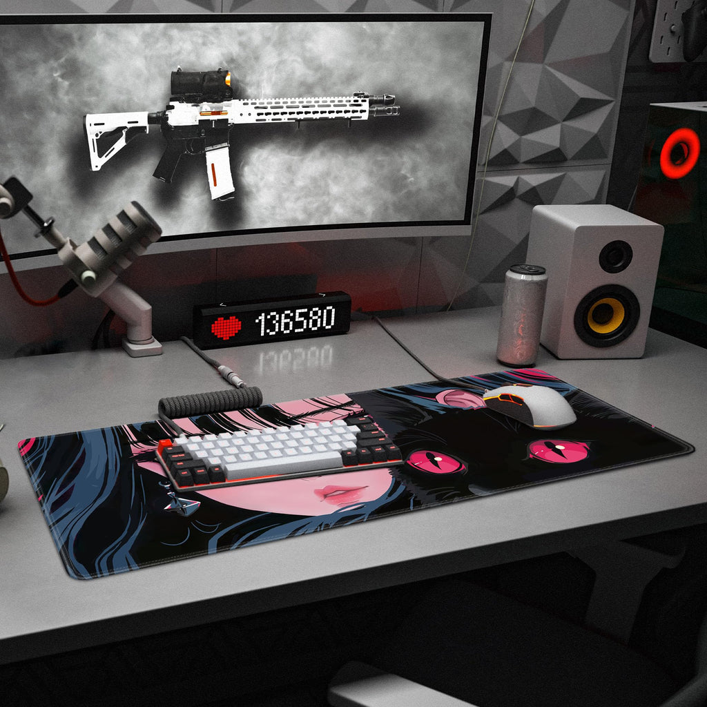 Spaceman Planets Anime Mouse Pad Large Desk Mat XL Mouse Pad Astronaut Keyboard Mousepad with Non-Slip Base and Stitched Edge Gaming Mouse Mat Desk Pad 31.5 X 11.8 in Mouse Pads for Desk Home Office