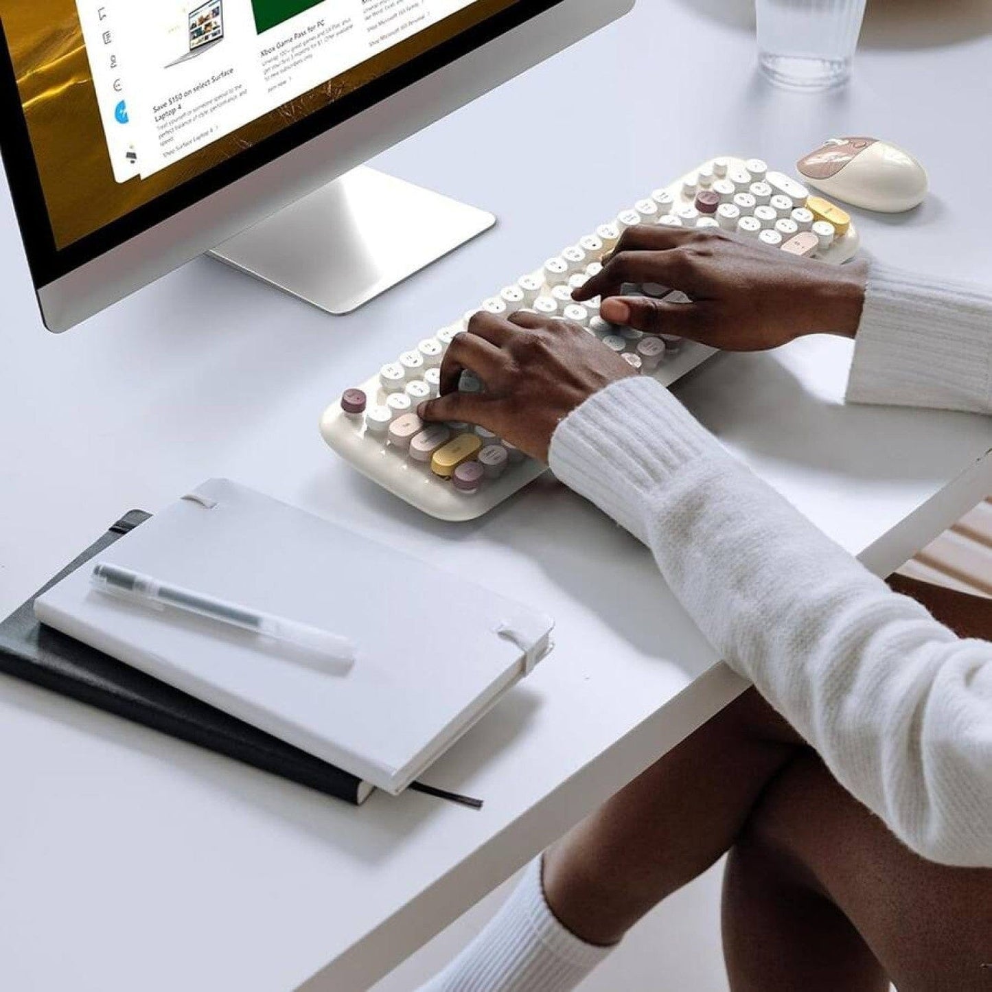 Wireless Keyboard & Mouse Combo - Soft Click, Colorful 100 Keys