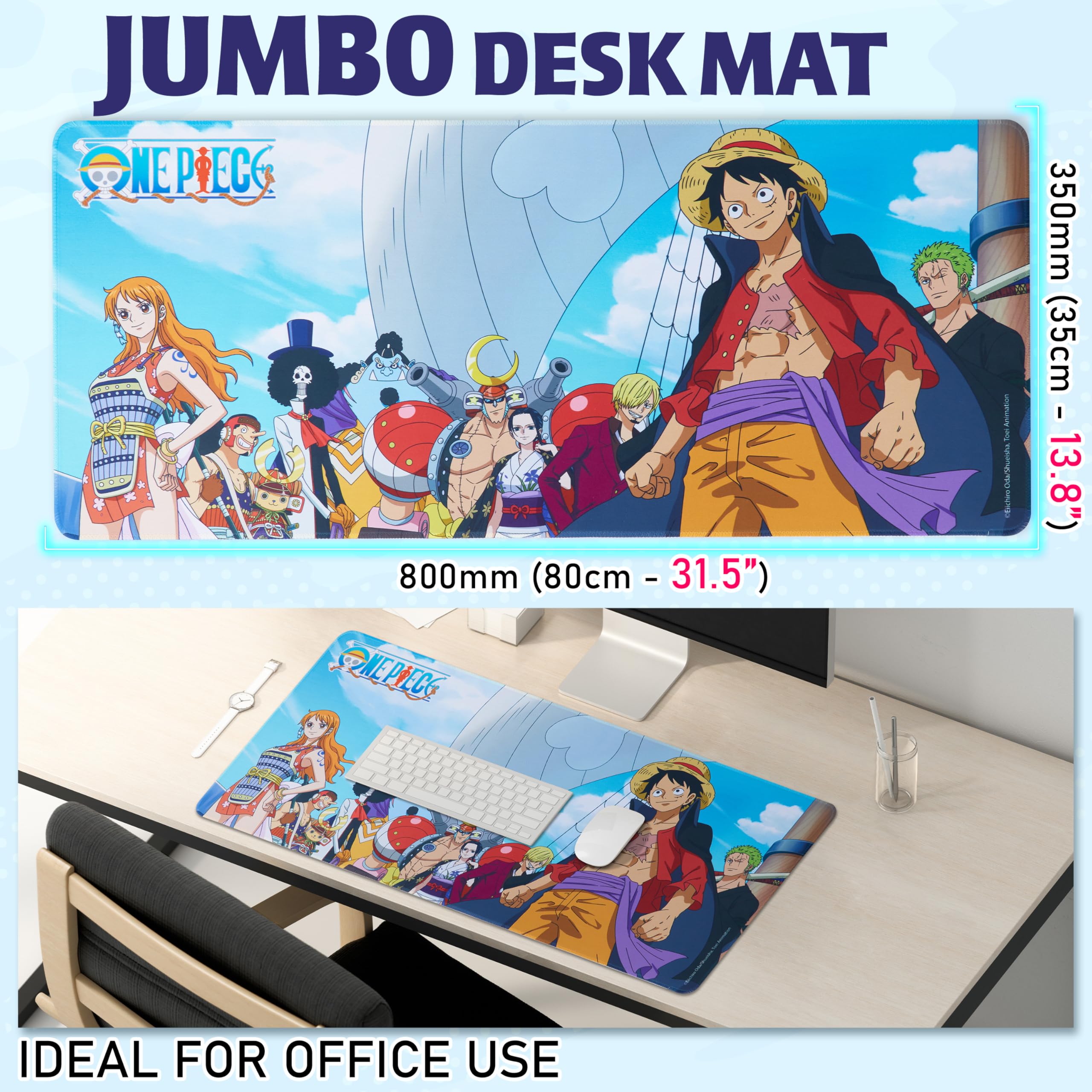 One Piece Gaming Desk Mat for Teens, Adults, 31.5 x 13.8” Non-Slip Surface, Anime Mouse Pad, Desk Decor, Gaming Mousepad, Gifts for Gamers (Multi One Piece)