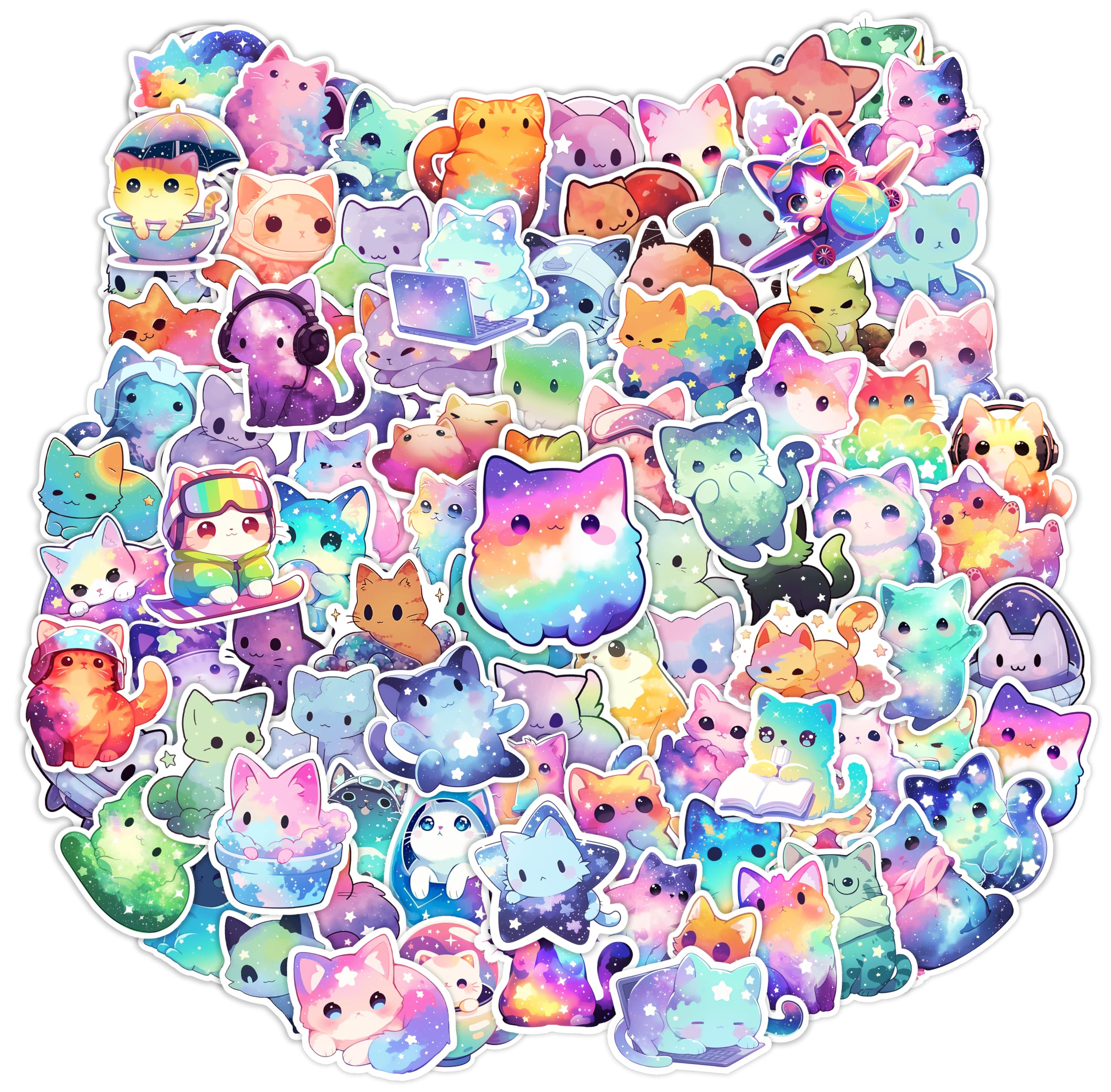 100Pcs Starry Cat Stickers for Laptop