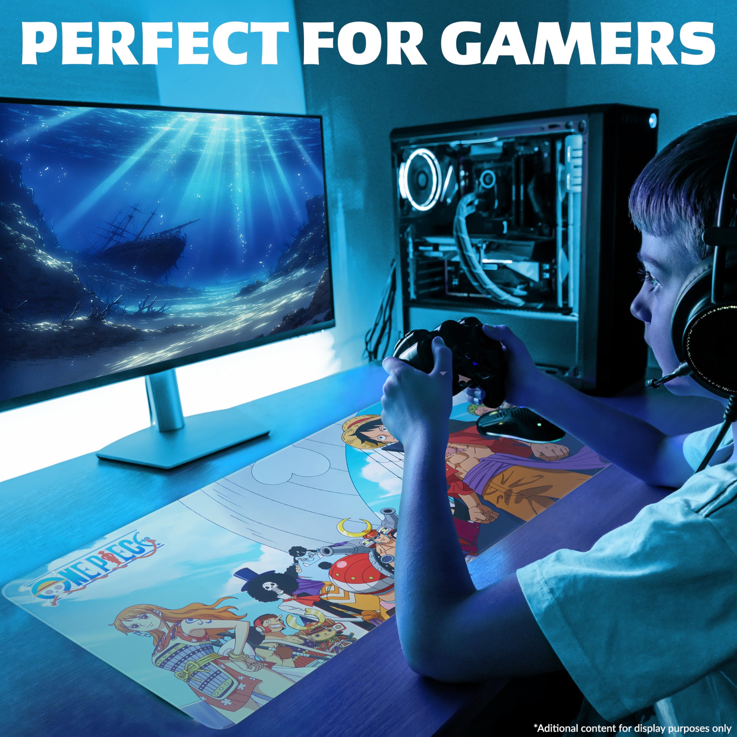 One Piece Gaming Desk Mat for Teens, Adults, 31.5 x 13.8” Non-Slip Surface, Anime Mouse Pad, Desk Decor, Gaming Mousepad, Gifts for Gamers (Multi One Piece)