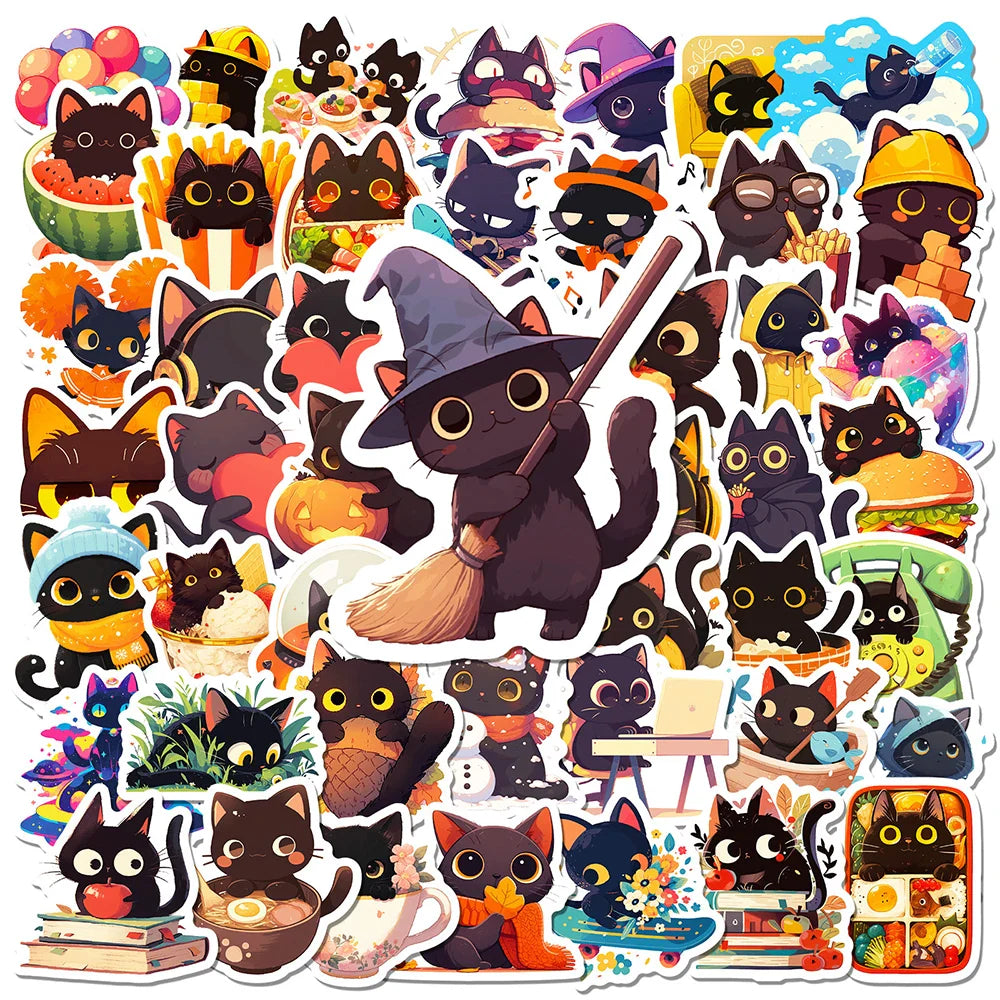 Cute Black Cat Sticker Pack
