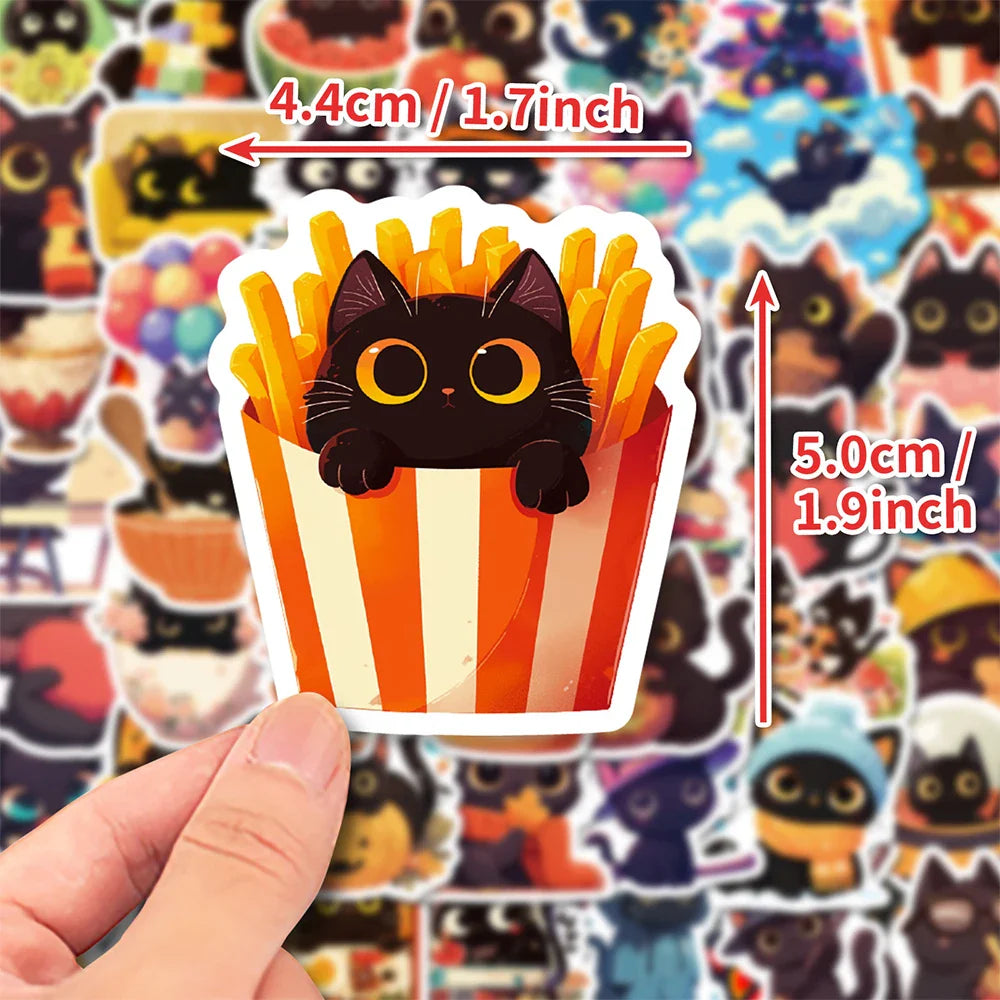 Cute Black Cat Sticker Pack