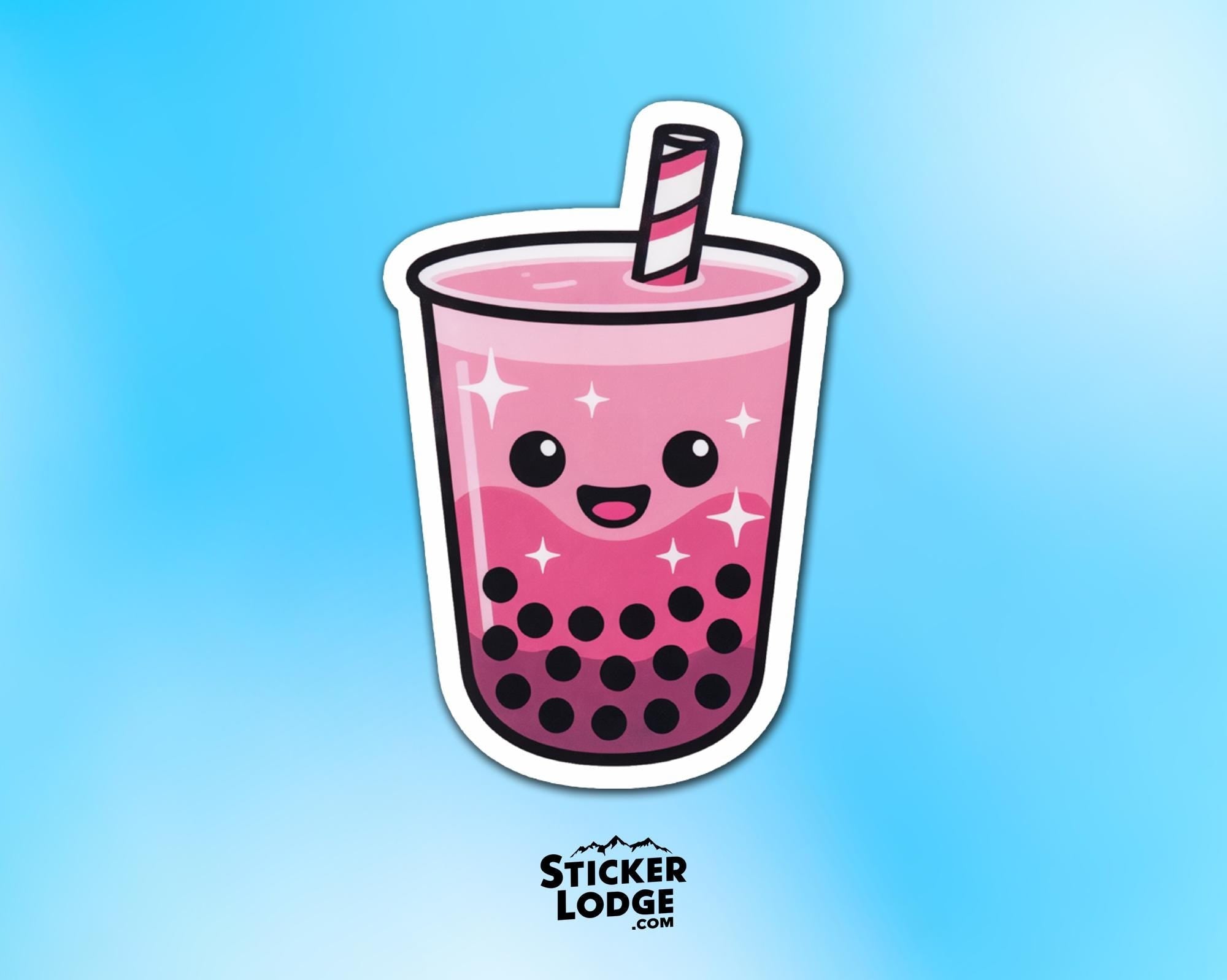Pink Boba Tea Vinyl Sticker