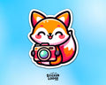 Kawaii Fox Photographer Vinyl Sticker