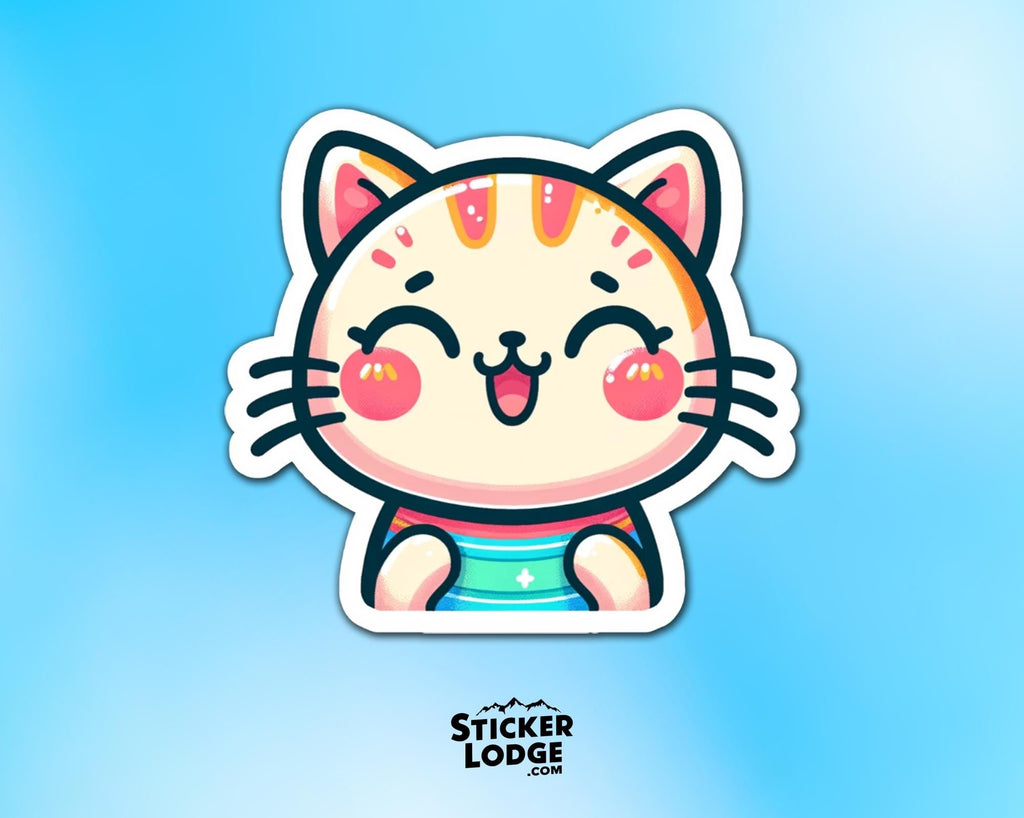 Kawaii Cat Vinyl Sticker: Waterproof Laptop Decal