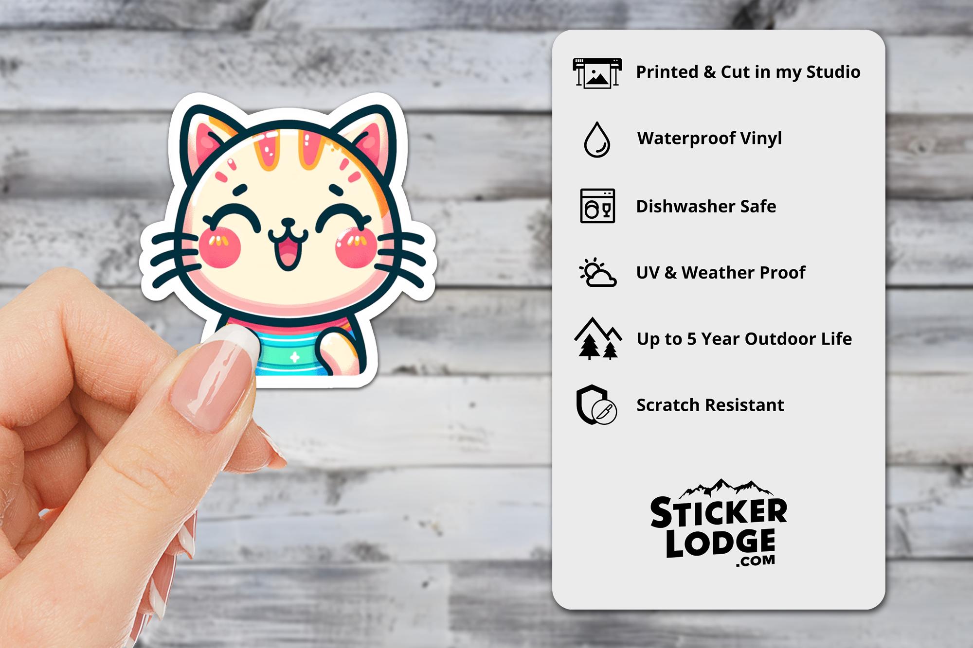 Kawaii Cat Vinyl Sticker: Waterproof Laptop Decal