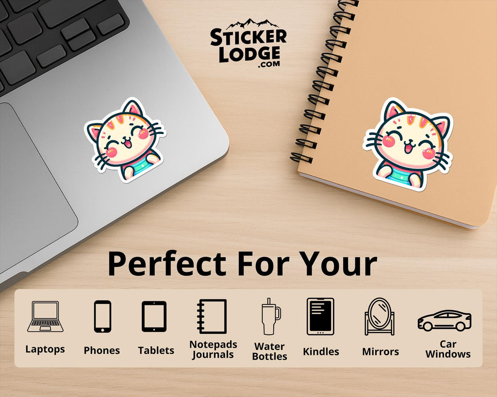Kawaii Cat Vinyl Sticker: Waterproof Laptop Decal