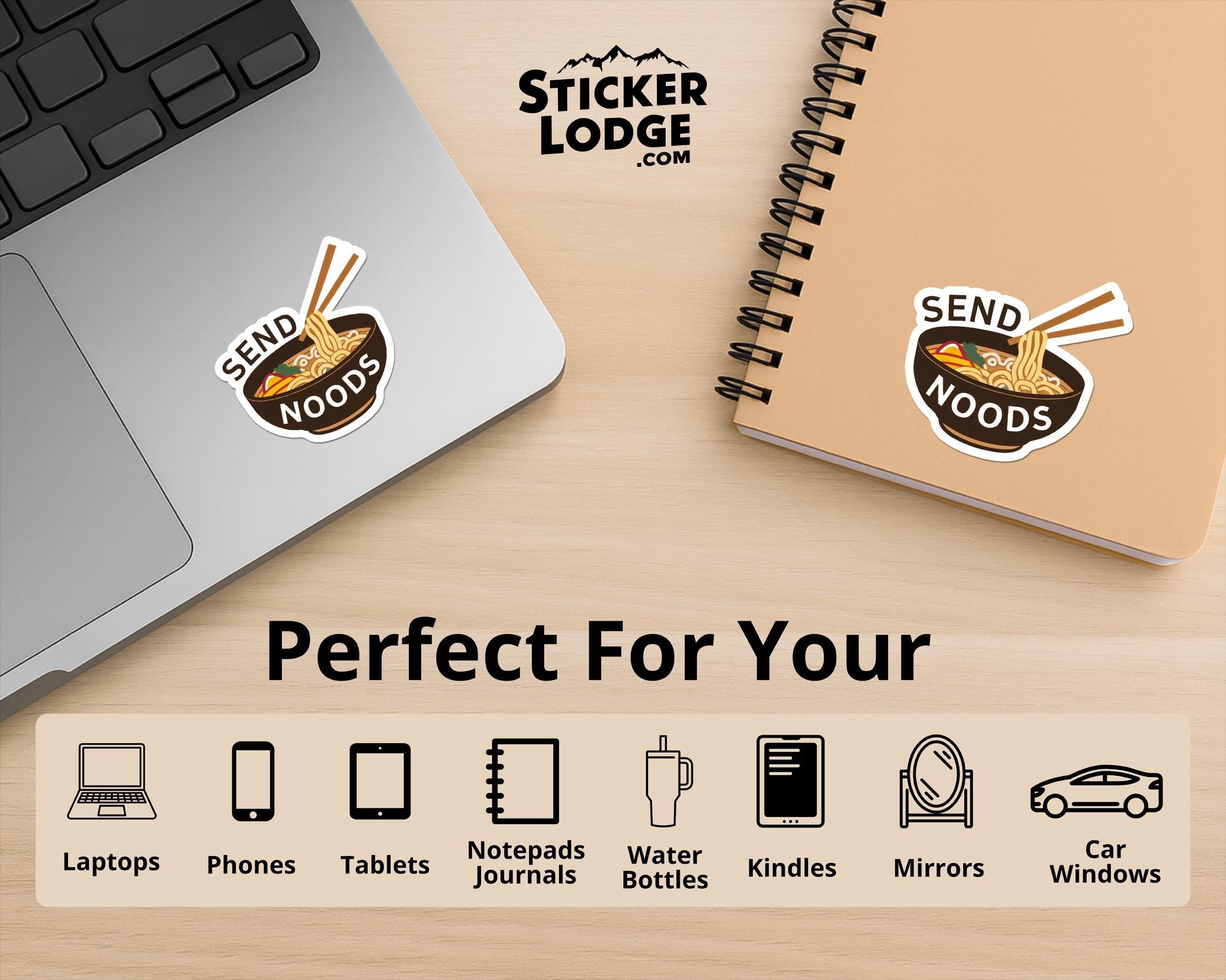 Send Noods Funny Ramen Vinyl Sticker