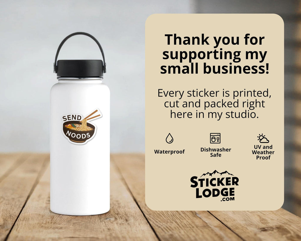 Send Noods Funny Ramen Vinyl Sticker