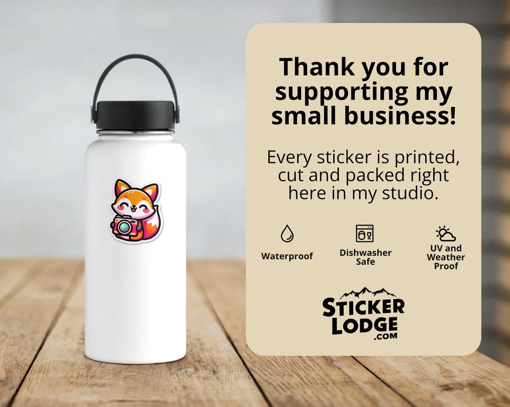 Kawaii Fox Photographer Vinyl Sticker