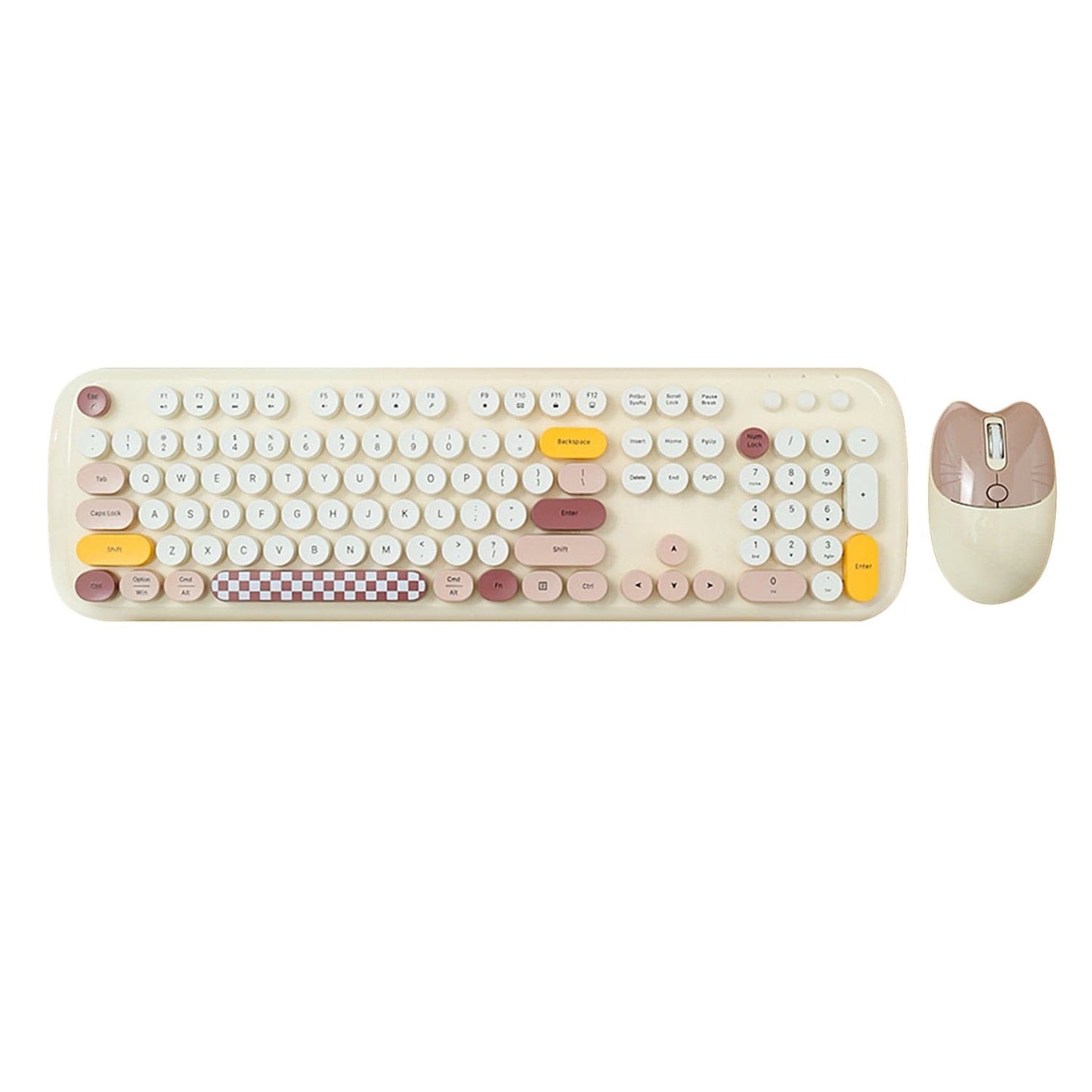 Wireless Keyboard & Mouse Combo - Silent Click, Colorful 104 Keys