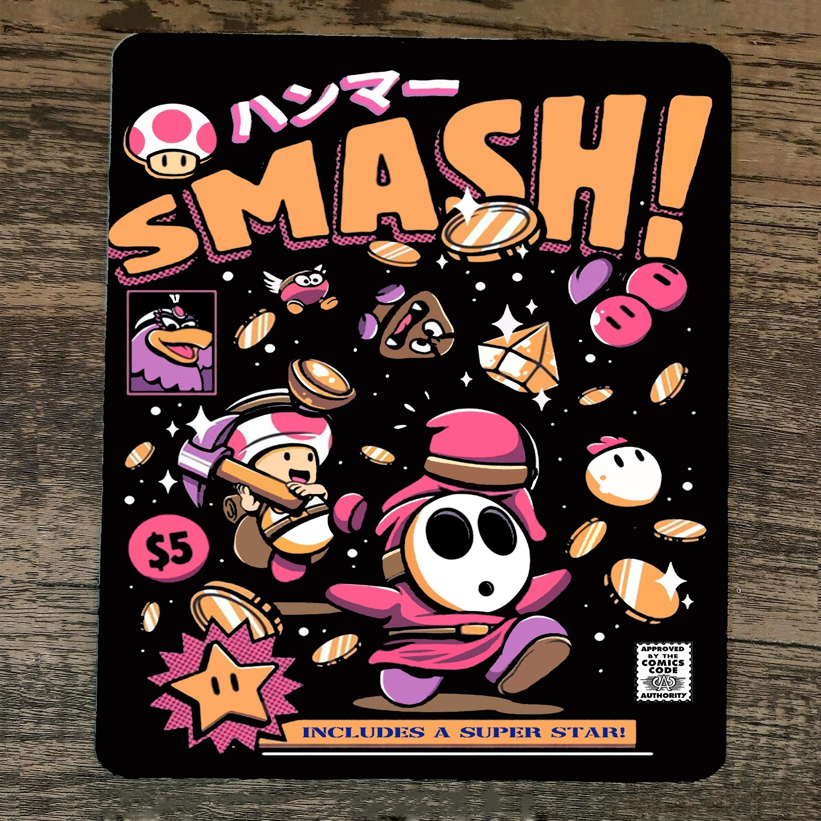 Mario Shy Guy and Toad Themed SMASH Mouse Pad